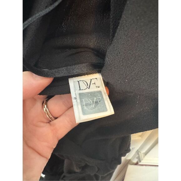 Diane Von Furstenberg Rawena Crossover V-Neck Black Jumpsuit Belted Tie Waist 4 - Picture 10 of 12